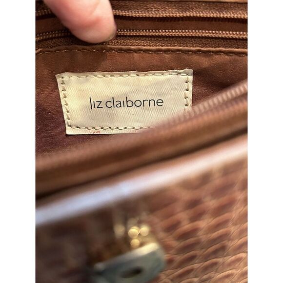 Liz Claiborne Brown Faux Crocodile Shoulder Bag - Picture 3 of 6